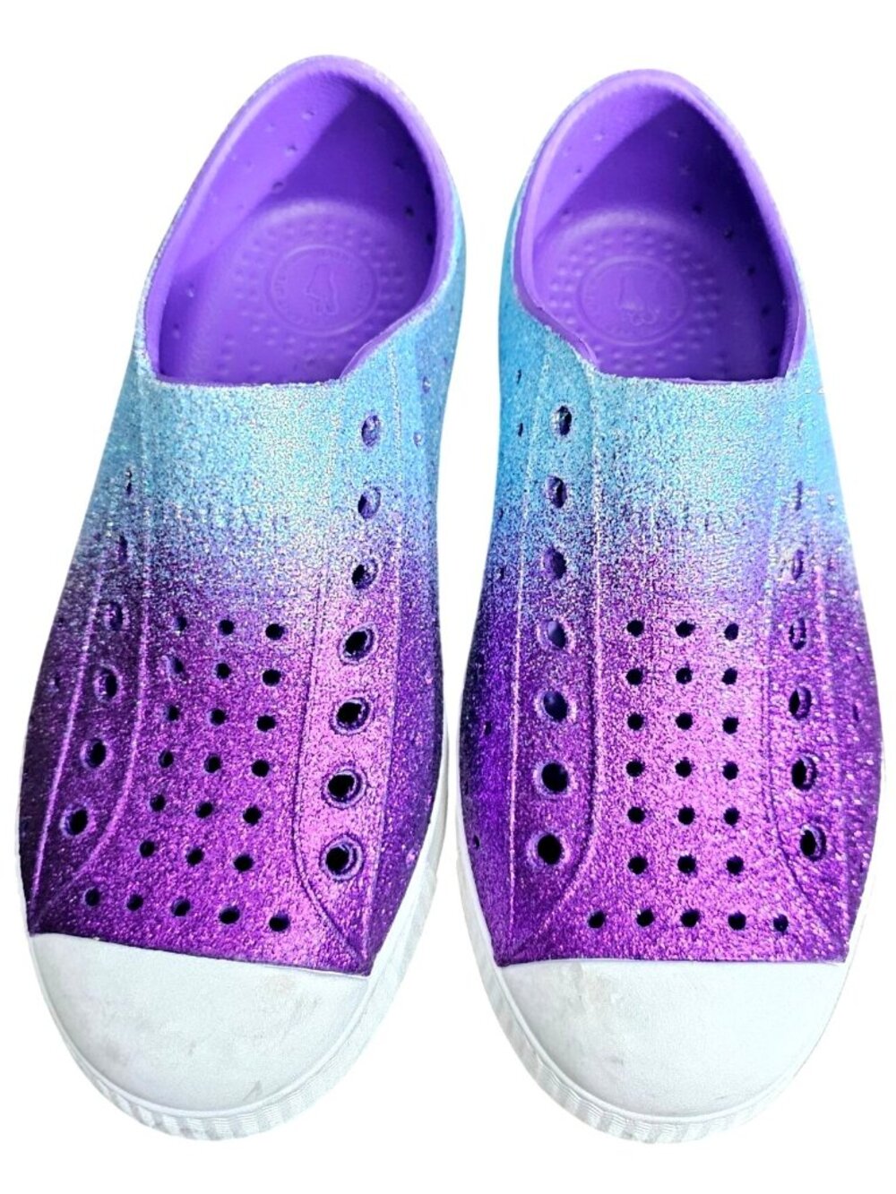 Native Kids Shoes Glitter Ombre Jefferson Slip-On Sneakers C13 Purple & Blue